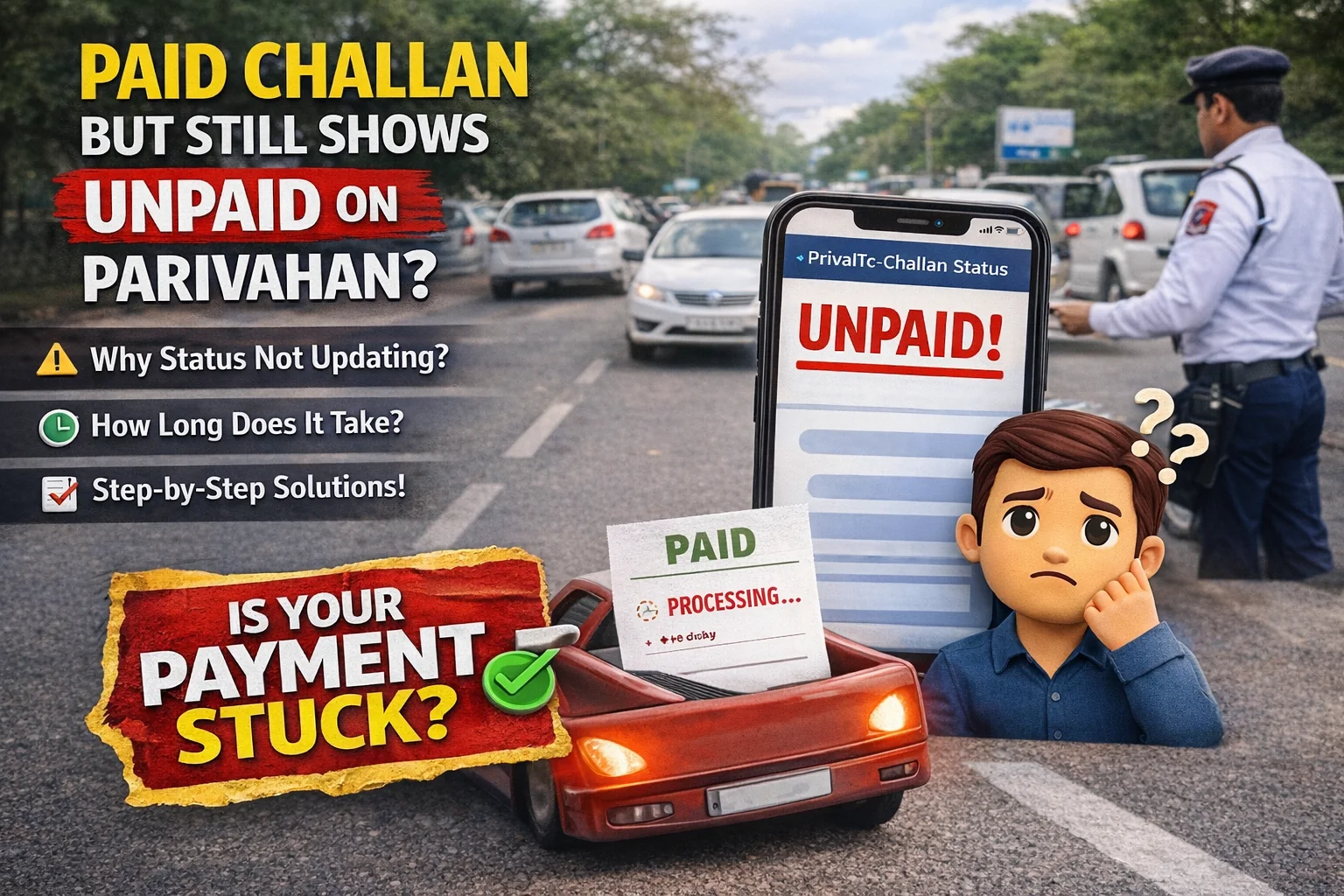 Challan paid but still unpaid - Parivahan status fix