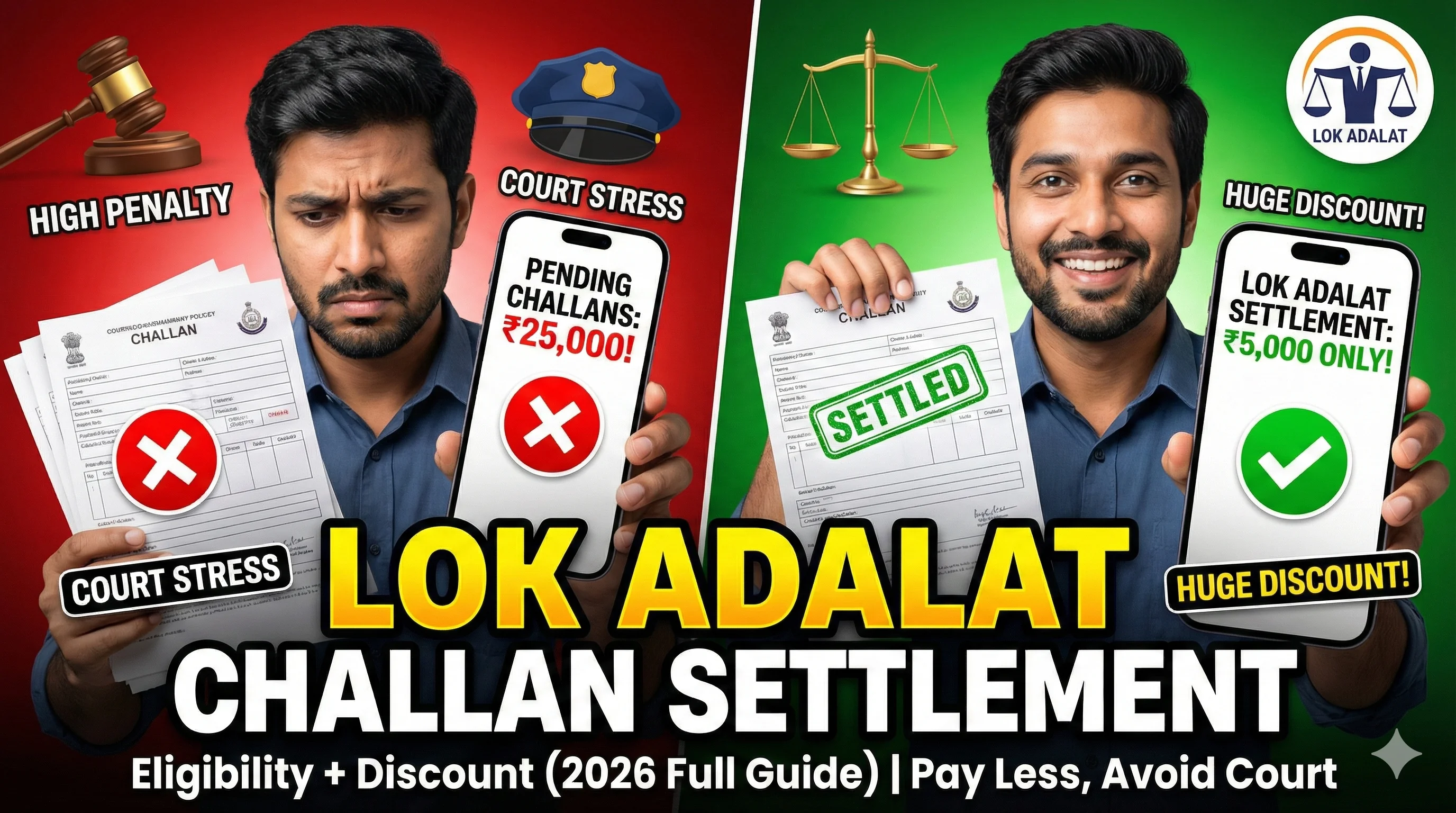 Lok Adalat challan settlement - eligibility and discount
