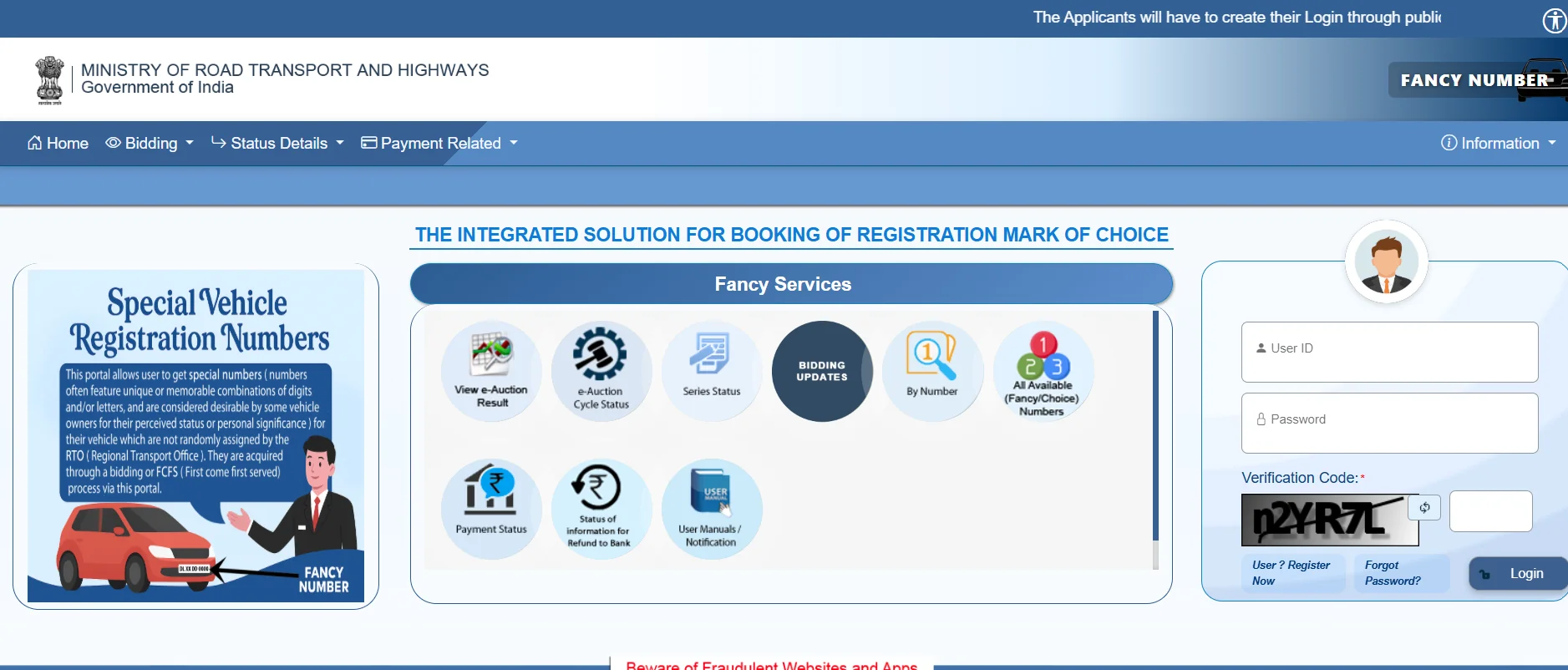 Step 1: Open the official Parivahan portal